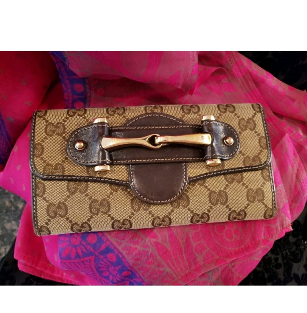 Gucci Brown Monogram Bit Wallet